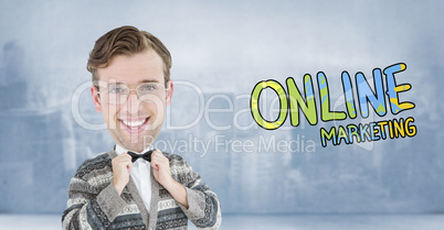 Composite image of nerd smiling