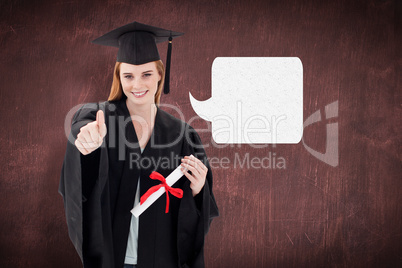 Composite image of teenage girl celebrating graduation with thum