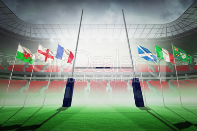 Composite image of rugby pitch