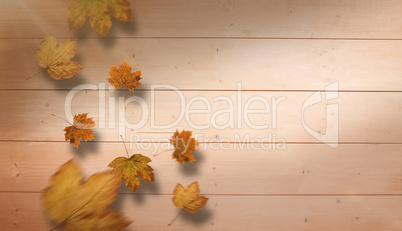 Composite image of autumn leaves pattern