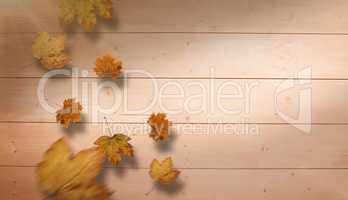 Composite image of autumn leaves pattern