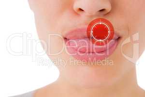 Composite image of woman with luscious lips