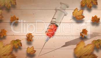 Composite image of autumn leaves pattern