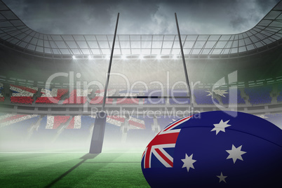 Composite image of australian flag rugby ball