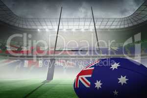 Composite image of australian flag rugby ball
