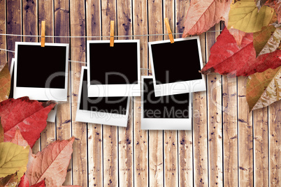 Composite image of autumn leaves pattern