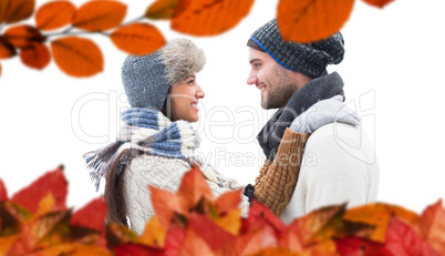 Composite image of young winter couple