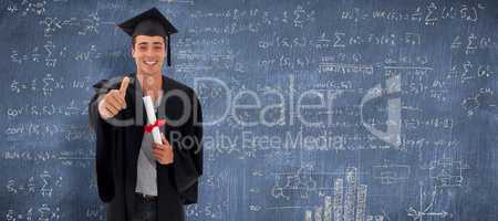 Composite image of happy teen guy celebrating graduation