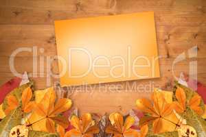 Composite image of orange card