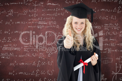 Composite image of teenage girl celebrating graduation with thum