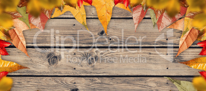 Composite image of autumn leaves pattern