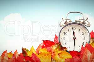 Composite image of alarm clock