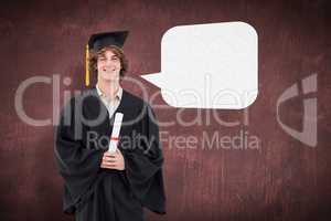 Composite image of smiling student in graduate robe
