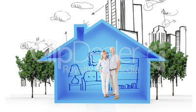 Composite image of couple standing with hands in pocket
