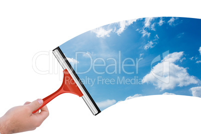 Composite image of hand using wiper