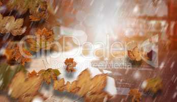 Composite image of autumn leaves