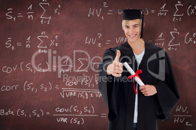 Composite image of happy teen guy celebrating graduation