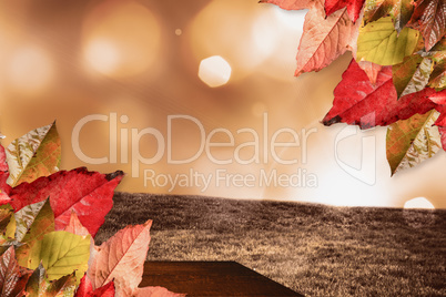 Composite image of autumn leaves pattern