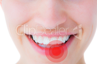 Composite image of happy blonde smiling at camera