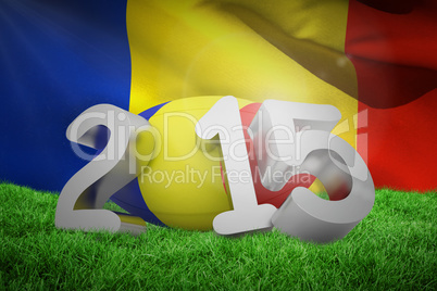 Composite image of romania rugby 2015 message