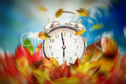 Composite image of alarm clock