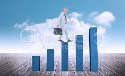 Composite image of side view of businessman walking with briefca