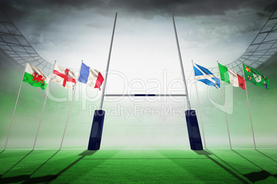 Composite image of rugby pitch