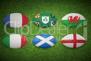 Composite image of six nations rugby balls