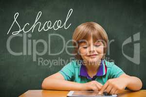 School against green chalkboard