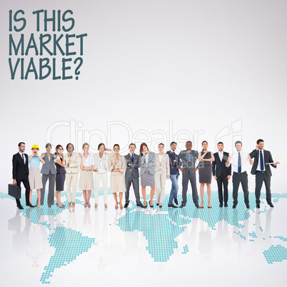 Composite image of multiethnic business people standing side by