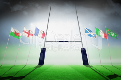 Composite image of rugby pitch