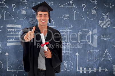 Composite image of happy teen guy celebrating graduation