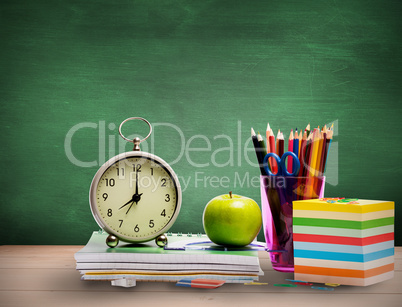 Composite image of school supplies