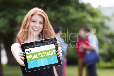 Composite image of online university interface