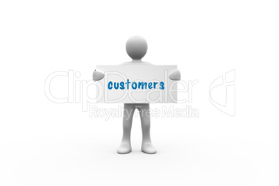 Customers  against white background with vignette