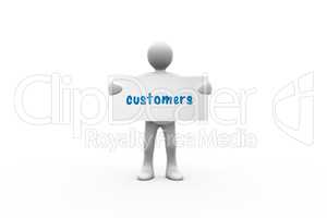 Customers  against white background with vignette