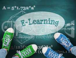 E-learning against green chalkboard