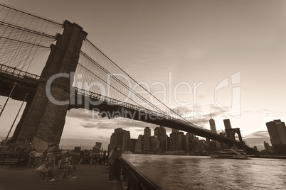 Brooklyn Bridge in sepia tone