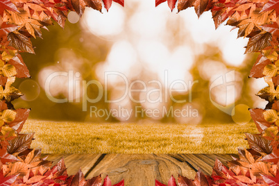 Composite image of autumn leaves pattern