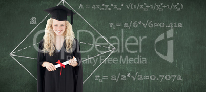 Composite image of teenage girl celebrating graduation