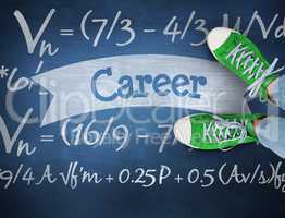 Career against blue chalkboard