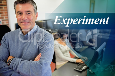 Experiment against teacher smiling at top of computer class