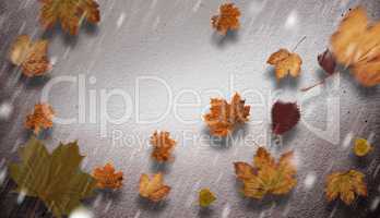 Composite image of autumn leaves pattern