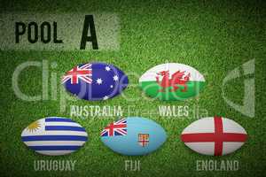 Composite image of rugby world cup pool a