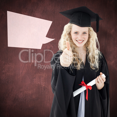 Composite image of teenage girl celebrating graduation with thum