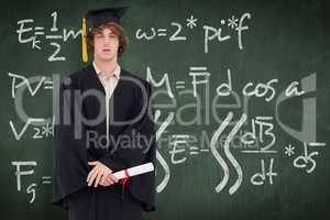 Composite image of student in graduate robe