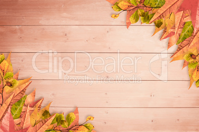 Composite image of autumn leaves pattern