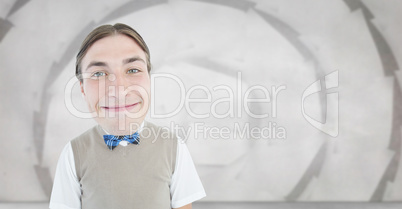 Composite image of nerd smiling
