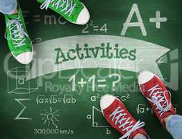 Activities against green chalkboard