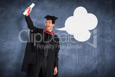 Composite image of happy attractive boy after his graduation